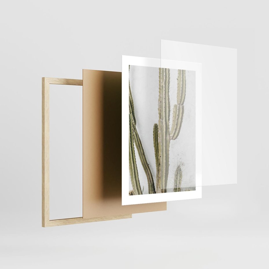 Plakat w ramie 30x40 - Kaktus w Stylu Boho - kaktus, roślina tropikalna - rama drewno