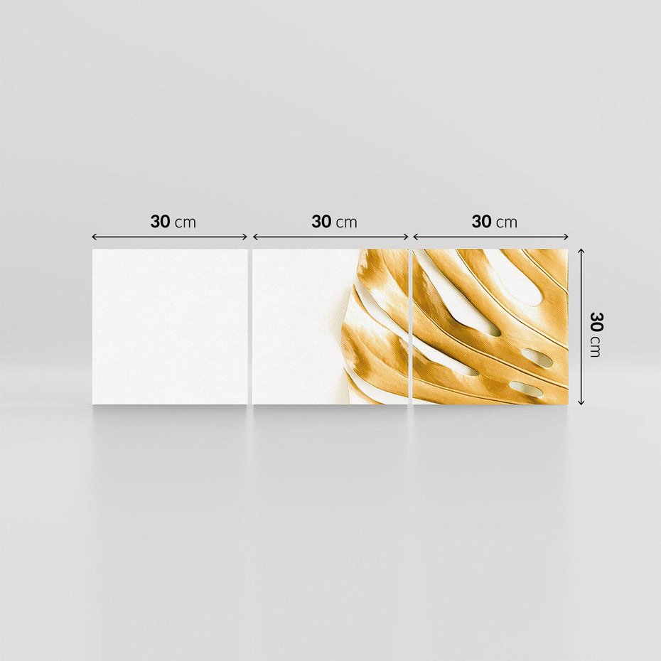 Obraz na płótnie 90x30 - Przyjemność dla Oczu - złote, liście