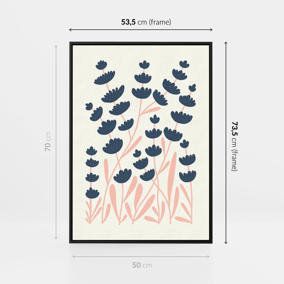 Obraz w ramie 50x70 - Migotliwe Kształty - kwiaty, rośliny - rama czarna