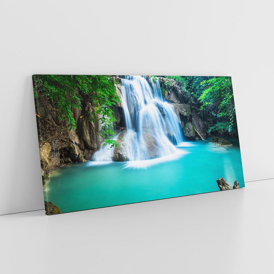 Obraz na płótnie 100x50 - Tajlandia: wodospad w zielonym lesie - Tajlandia, wodospad