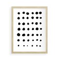 Plakat w ramie 50x70 - Migocące Anomalie - abstrakcyjna kompozycja z czarnych kropek, minimalistyczny czarno bialy plakat - rama drewno
