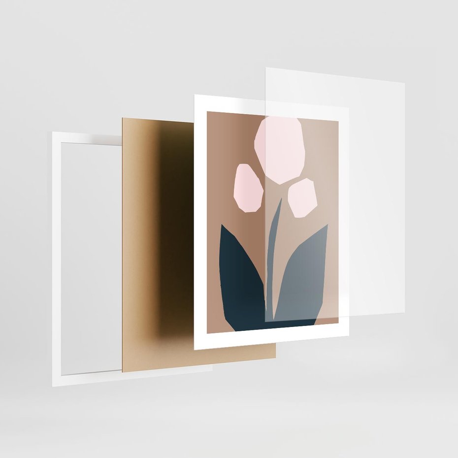 Plakat w ramie 40x50 - Refleksje Boho Przyrody - abstrakcyjny obraz, plakat - rama biała