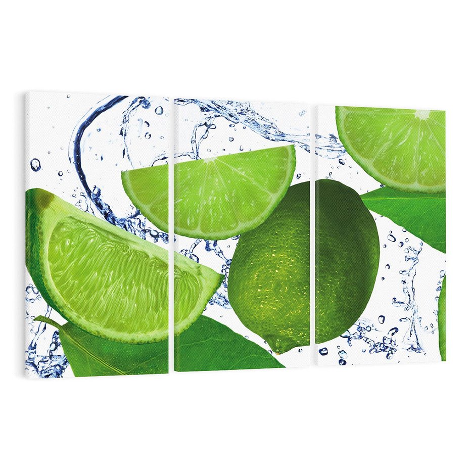 Obraz na płótnie 120x80 - Świeże limonki - limonki, woda