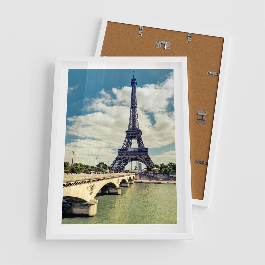 Plakat w ramie 50x70 - Wieża Eiffla - Ikona Paryża - wieża, Eiffla - rama biała