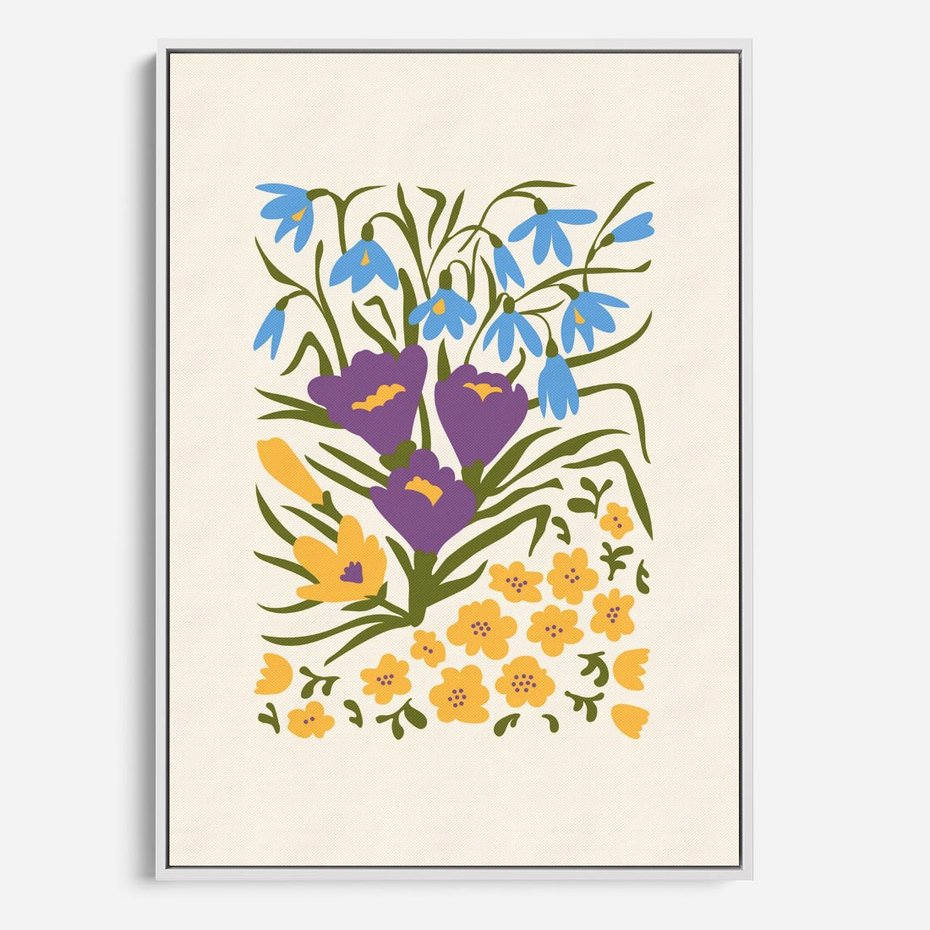 Obraz w ramie 50x70 - Kwiatowe Przenikanie - kwiaty, sztuka nowoczesna - rama biała