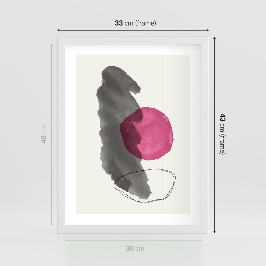 Plakat w ramie 30x40 - Bezczasowe Rytmy - abstrakcyjne nieregularne plamy, czarny - rama biała