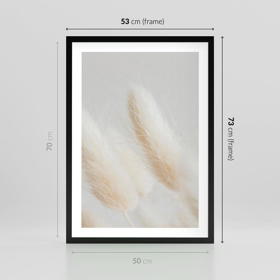 Plakat w ramie 50x70 - Czysty Minimalizm - białe trawy, minimalizm - rama czarna