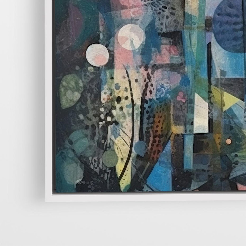 Obraz w ramie 80x80 - Rozbijając Granice Kreatywności - abstrakcyjny obraz, sztuka abstrakcji - rama biała