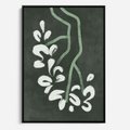 Obraz w ramie 70x100 - Rozkwitające Zielone Gałęzie - abstrakcyjne delikatne zielone linie, podobne do gałęzi kwiatów - rama czarna