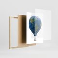 Plakat w ramie 30x40 - Podróżniczy balon nad ziemią - balon, ziemia - rama drewno