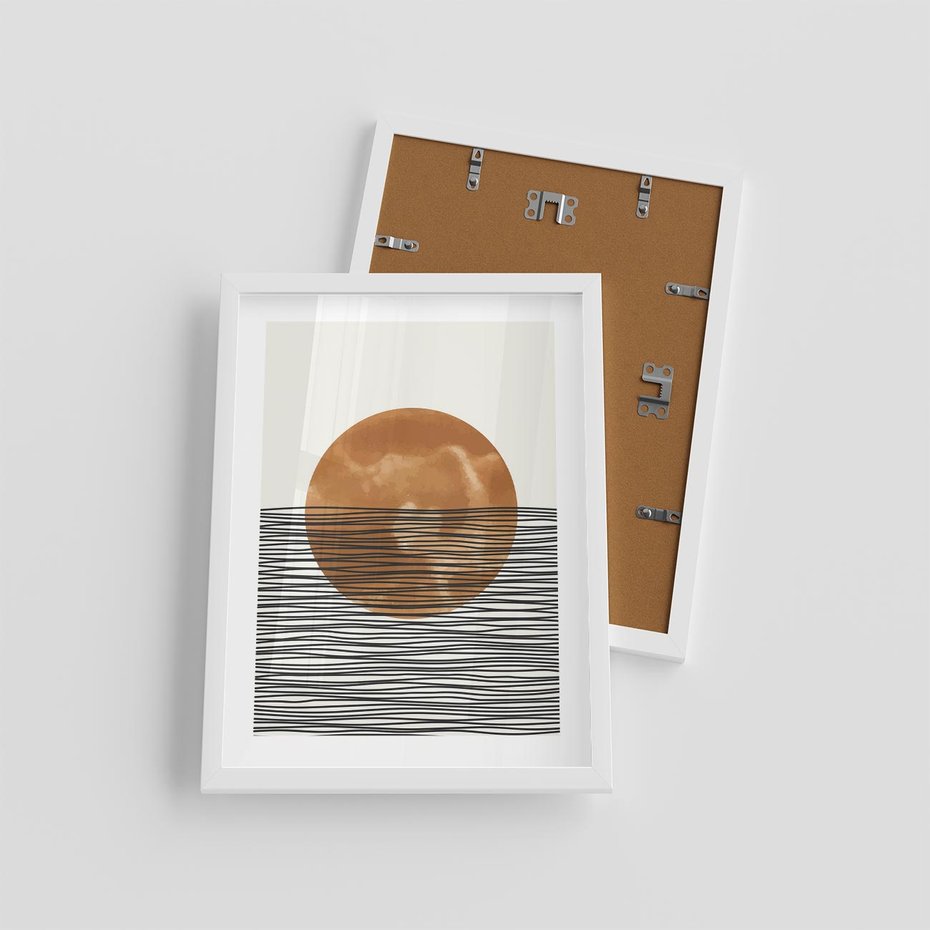 Plakat w ramie 30x40 - Okrąg Mocy - boho obraz, geometria - rama biała