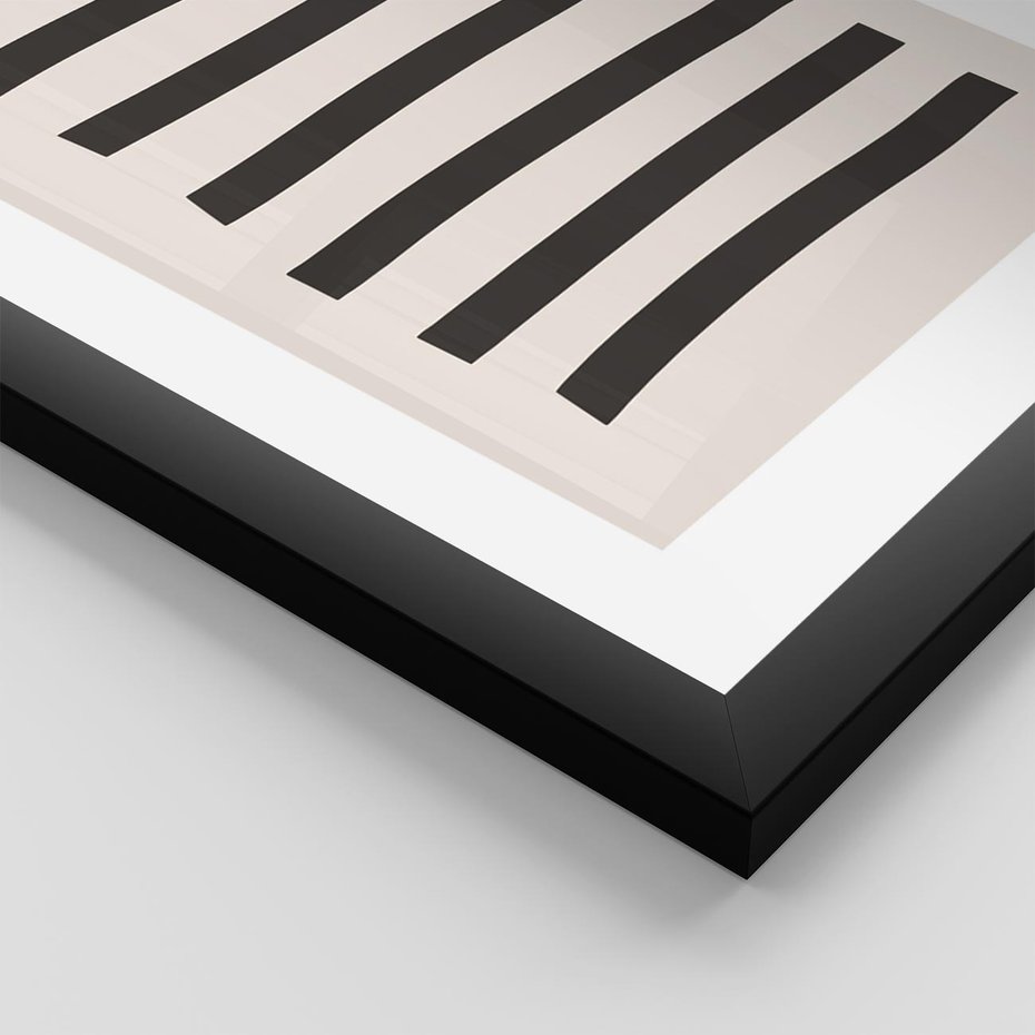 Plakat w ramie 40x50 - Strukturalna Rewolucja Form - minimalizm, czarne pasy - rama czarna