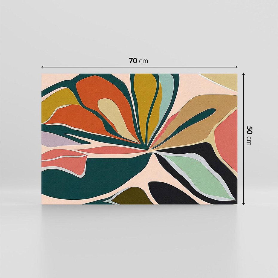 Obraz na płótnie 70x50 - Kolory Ziemi - olejny obraz, abstrakcja w kształcie kwiatu