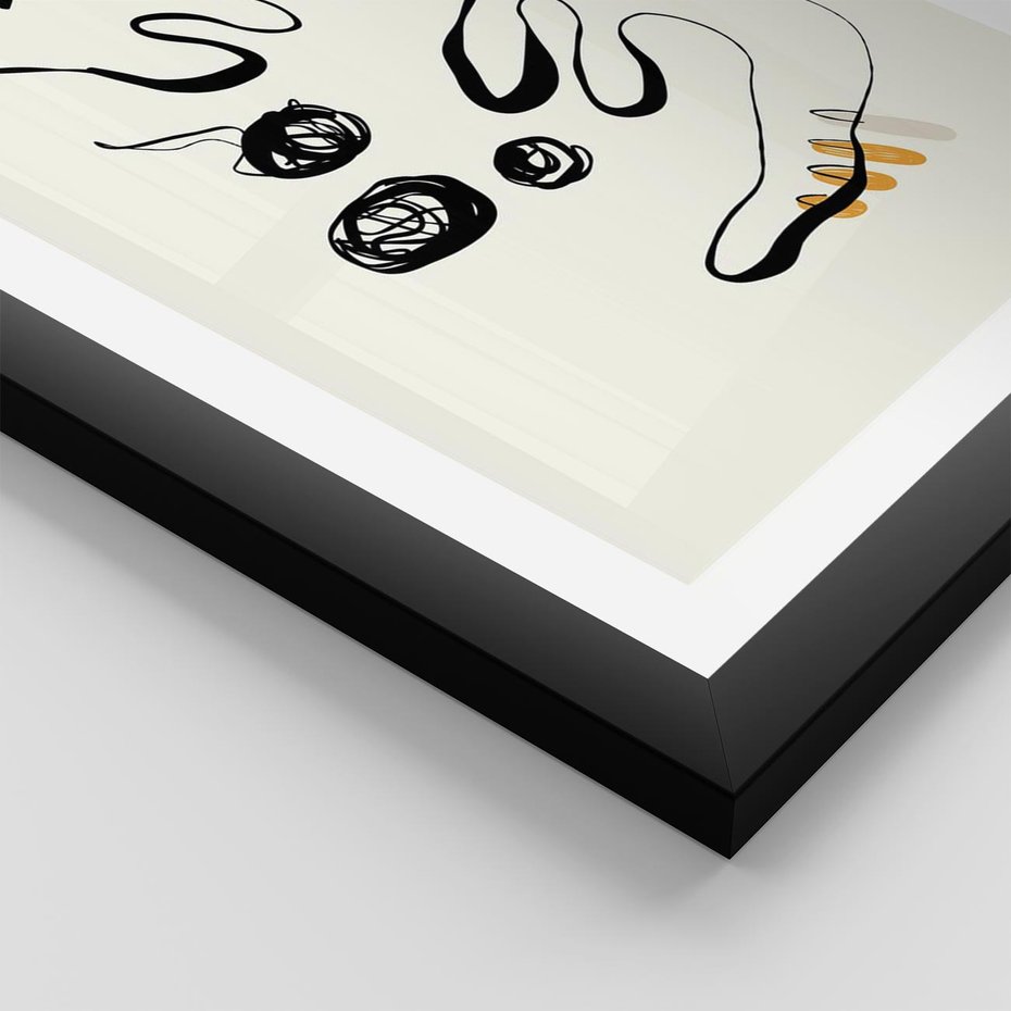 Plakat w ramie 30x40 - Picassowska Abstrakcja Kota - abstrakcyjna grafika kota, jak picasso - rama czarna