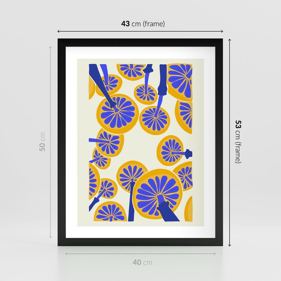 Plakat w ramie 40x50 - Malowane w słońcu - abstrakcyjna kompozycja, grzyby - rama czarna