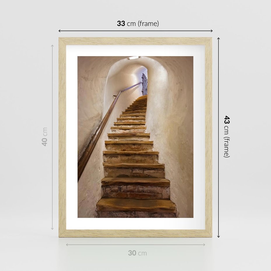Plakat w ramie 30x40 - Schody Wymiarów - schody, tunel - rama drewno