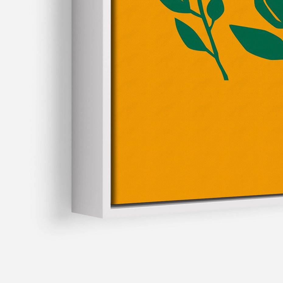 Obraz w ramie 80x120 - Kolorowe Impresje - abstrakcyjna kwiatowa kompozycja, żółte mocne tło - rama biała