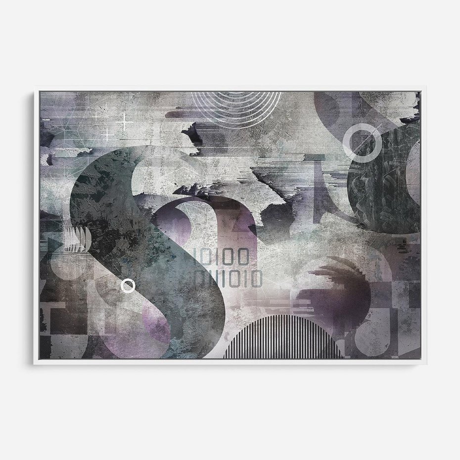 Obraz w ramie 120x80 - Nocne opowieści w barwach - typografia, abstrakcja - rama biała