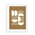Plakat w ramie 50x70 - Wewnętrzne Spektrum - geometryczne boho kształty na brązowym, karmelowym tle - rama biała