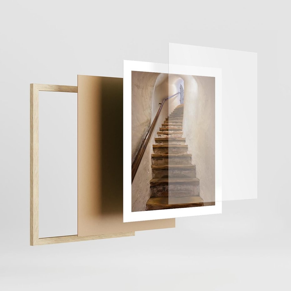 Plakat w ramie 40x50 - Schody Wymiarów - schody, tunel - rama drewno