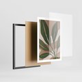 Plakat w ramie 50x70 - Nowoczesność Natury: Plakat z Zielonymi Liśćmi - nowoczesny plakat, beż - rama czarna