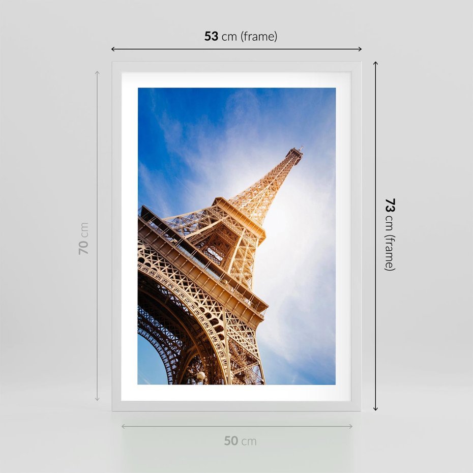 Plakat w ramie 50x70 - Eiffla - ikona Paryża - Eiffla, Paryż - rama biała
