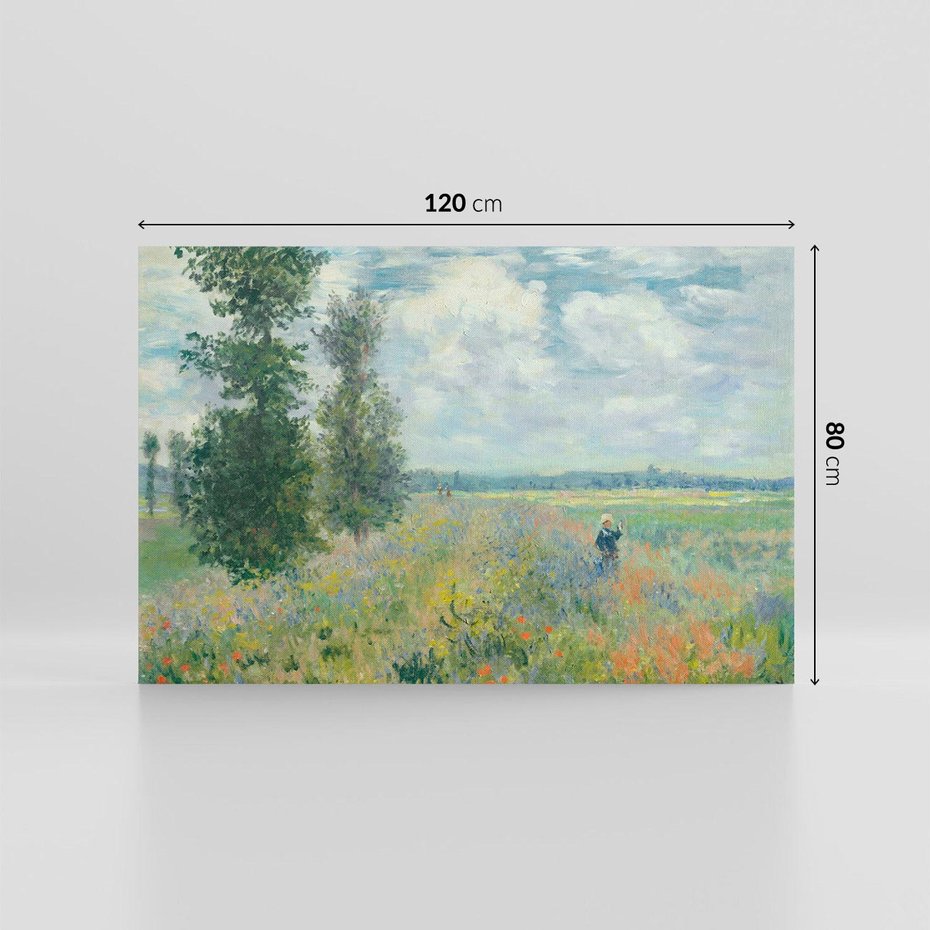 Obraz na płótnie 120x80 - Pola makowe w okolicach Argenteuil (1875), Claude Monet - Reprodukcja - reprodukcja, obraz na płótnie
