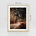 Plakat w ramie 40x50 - Magia Jesieni: Pejzaż Parku w Odcieniach Żółci - jesień, park - rama drewno