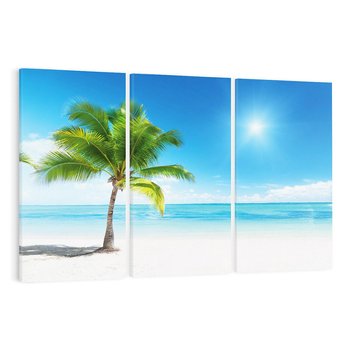Obraz na płótnie 120x80 - Wakacyjne uniesienie: plaża i palma - plaża, morze