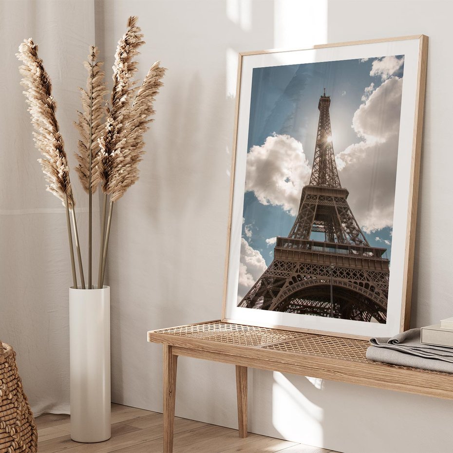 Plakat w ramie 50x70 - Magia Wieży Eiffla - wieża, Eiffla - rama drewno