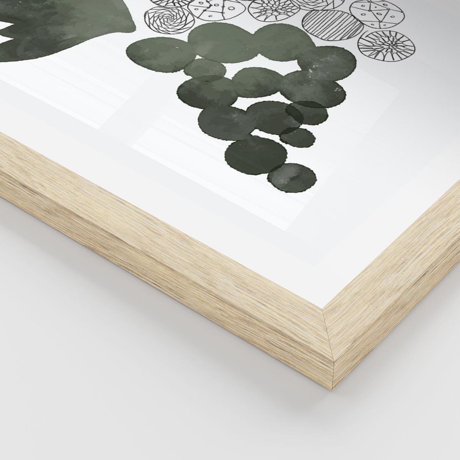 Plakat w ramie 40x50 - Grono Abstrakcji - minimalistyczny plakat, winogrona - rama drewno