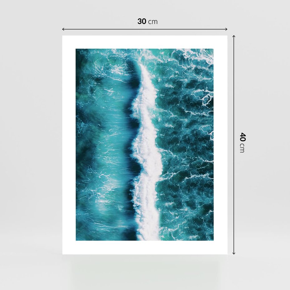 Plakat bez ramy 30x40 - Błękitna Siła Oceanu - fale, ocean