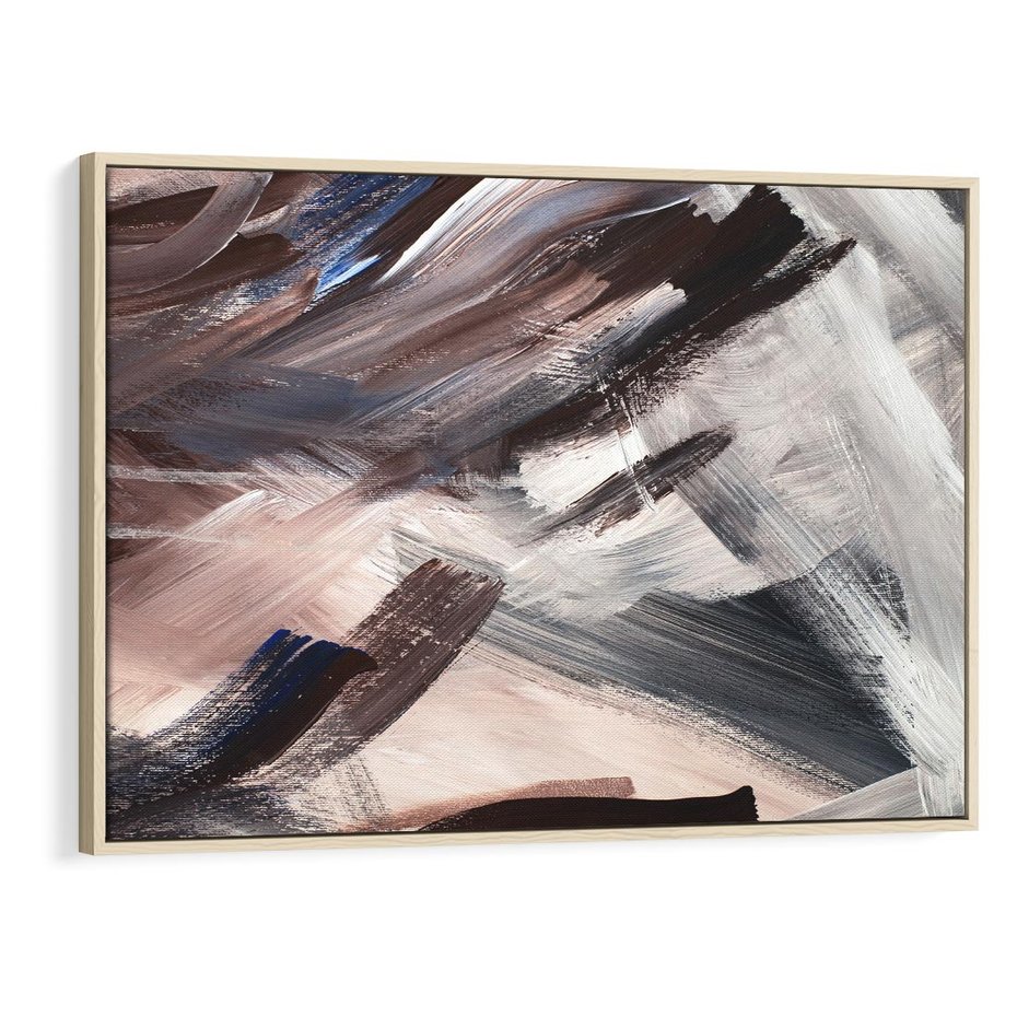 Obraz w ramie 120x80 - Eksploracja Dramaturgii - abstrakcyjny chaos, chatyczne maźnięcia pędzla - rama drewno