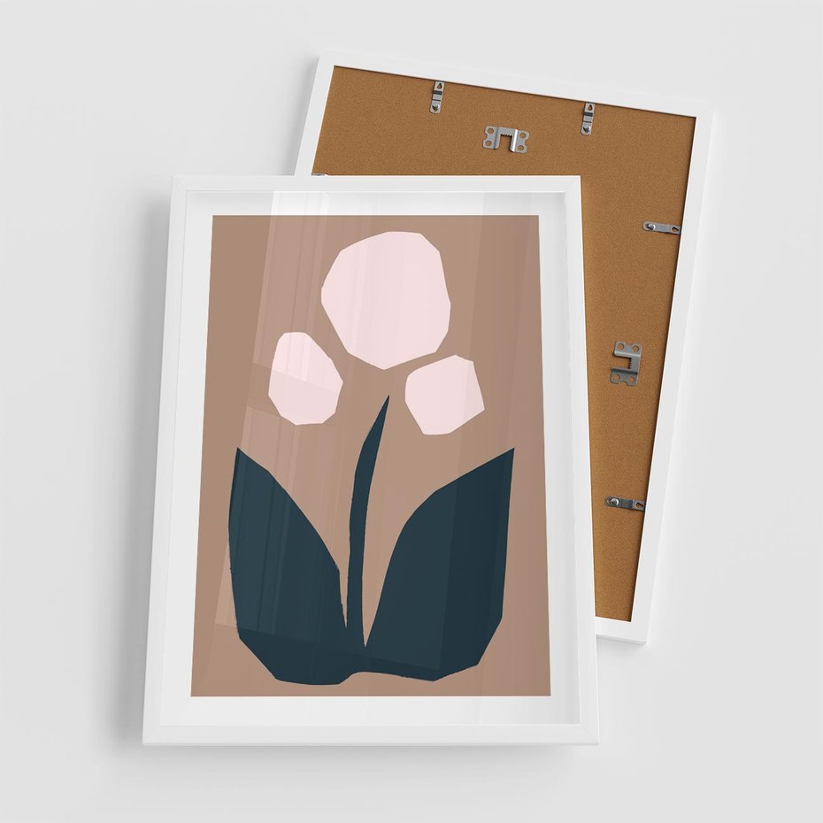 Plakat w ramie 50x70 - Refleksje Boho Przyrody - abstrakcyjny obraz, plakat - rama biała