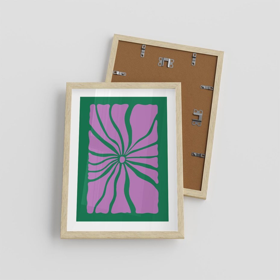 Plakat w ramie 30x40 - Bezczasowe Impresje - abstrakcyjny plakat, boho styl - rama drewno