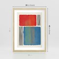 Plakat w ramie 30x40 - Kolorowe Spektrum - kolorowa geometria, prostokąty w intensywnych kształtach i czarne kreski - rama drewno
