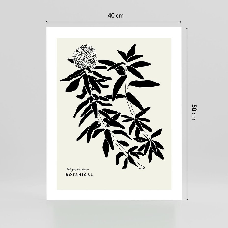 Plakat bez ramy 40x50 - Szept kwiatowej wyobraźni - czarno biała grafika, roślinność