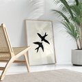Plakat w ramie 30x40 - Kreatywne Echa - jaskółki, minimalizm - rama drewno