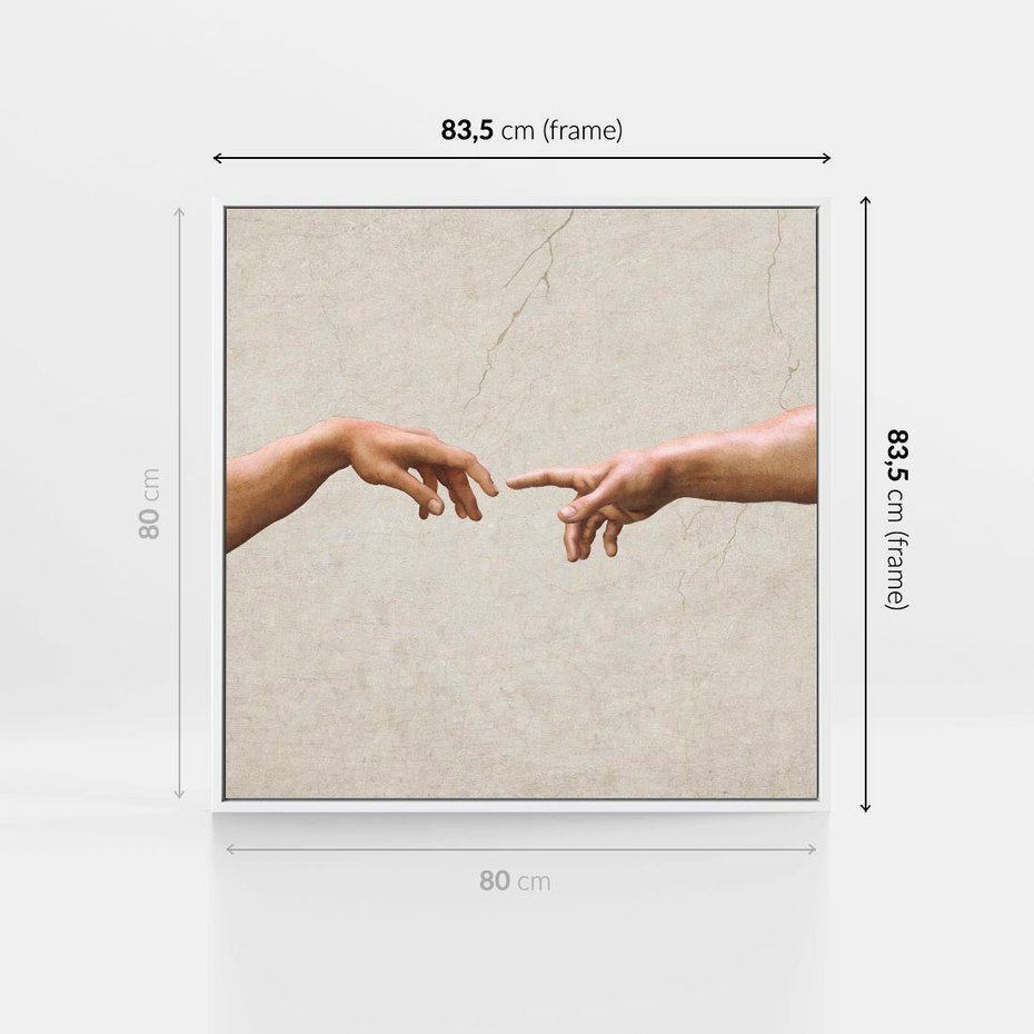 Obraz w ramie 80x80 - Antyczna Twórczość - inspiracja, Michał Anioł - rama biała