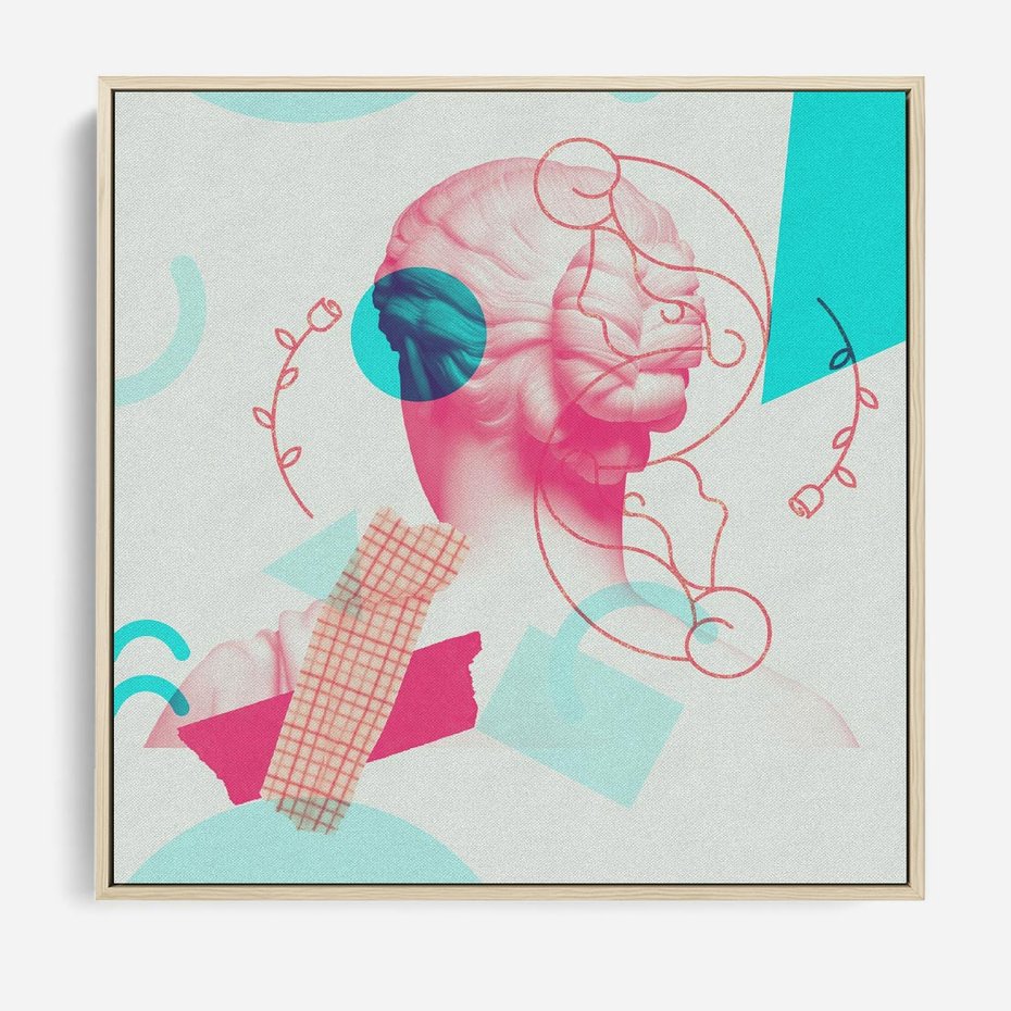 Obraz w ramie 80x80 - Sztuka w Różach - nowoczesna sztuka, kolaż ze zdjęć - rama drewno