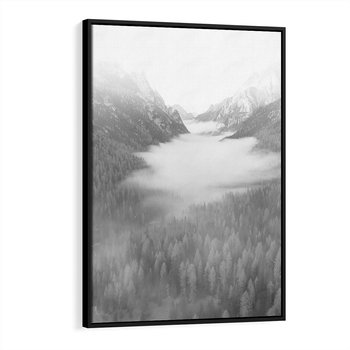 Obraz w ramie 50x70 - Szare Góry - zamglony krajobraz, las - rama czarna
