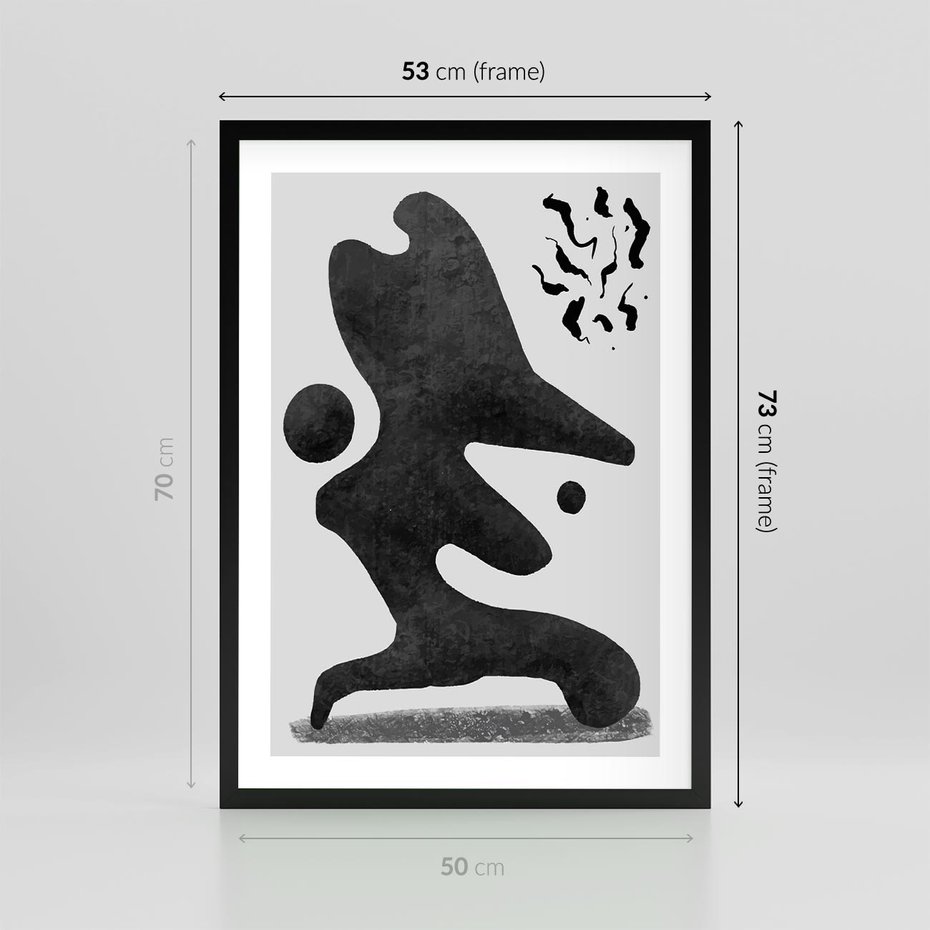 Plakat w ramie 50x70 - Abstrakcja w Monochromii - nowoczesna grafika, abstrakcja - rama czarna