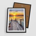 Plakat w ramie 50x70 - Zachód nad jeziorem z pomostem - pomost, jezioro - rama czarna