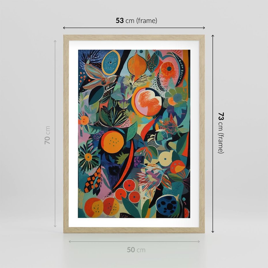 Plakat w ramie 50x70 - Echa Nietuzinkowych Wzorców - abstrakcyjny obraz olejny, jak picasso - rama drewno