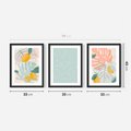 Zestaw obrazy w ramie 30x40 galeria - Monstera, liście, pastelowe, nowoczesne - rama czarna