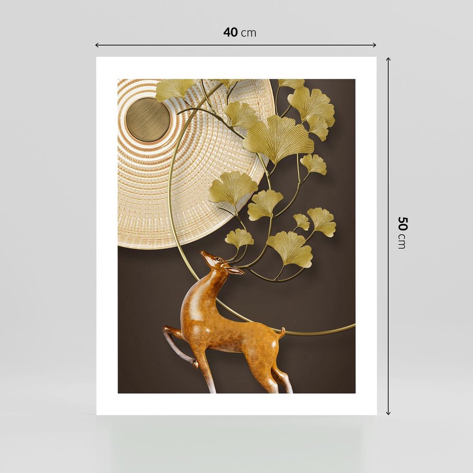 Plakat bez ramy 40x50 - Elegancja i Tradycja - złote, liście