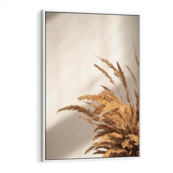 Obraz w ramie 80x120 - Swobodne trawy boho - boho, suche - rama biała