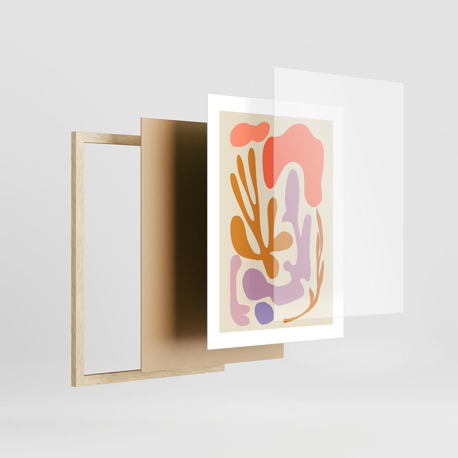 Plakat w ramie 30x40 - Ekspresjonistyczne Impulsy - abstrakcyjny obraz, pastelowe kolory - rama drewno