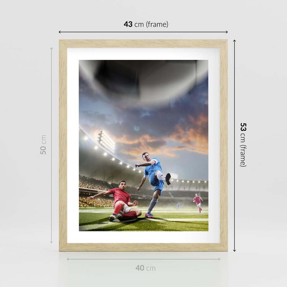 Plakat w ramie 40x50 - Ekscytacja Sportowego Świata - gol, mecz - rama drewno