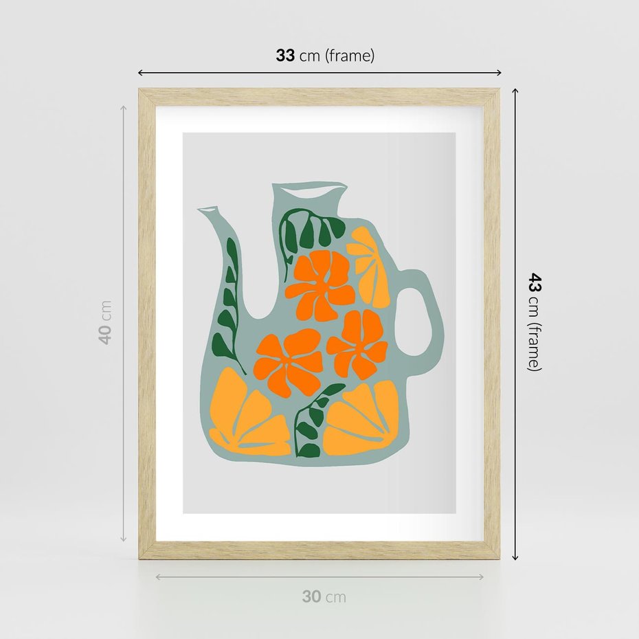 Plakat w ramie 30x40 - Kolorystyczna Ekspresja - czajnik, abstrakcja - rama drewno